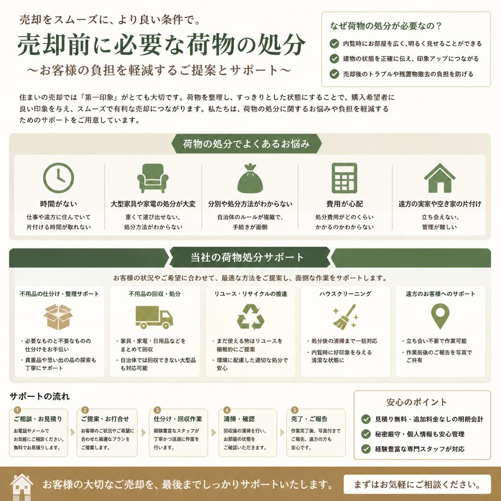 不安な荷物処分もお任せ！