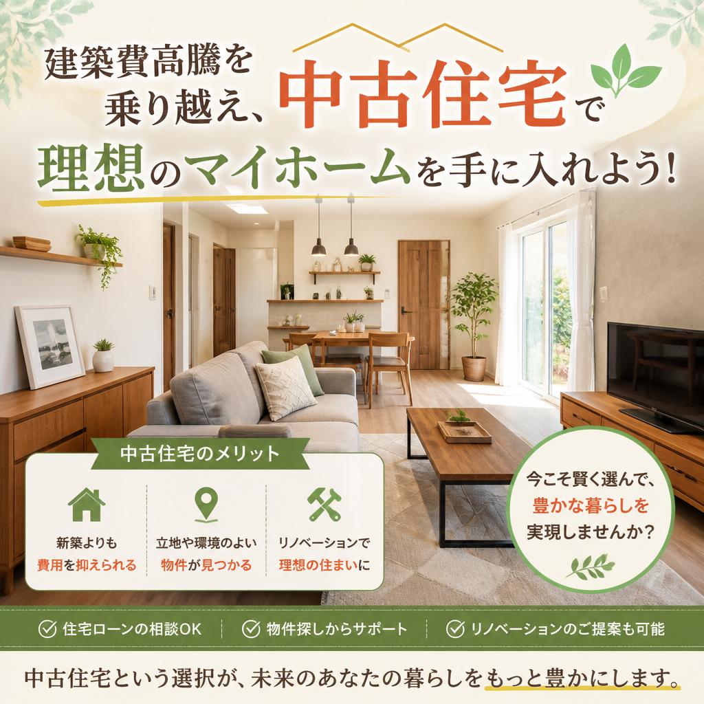 建築費高騰を乗り越え、中古住宅で理想のマイホームを手に入れよう！